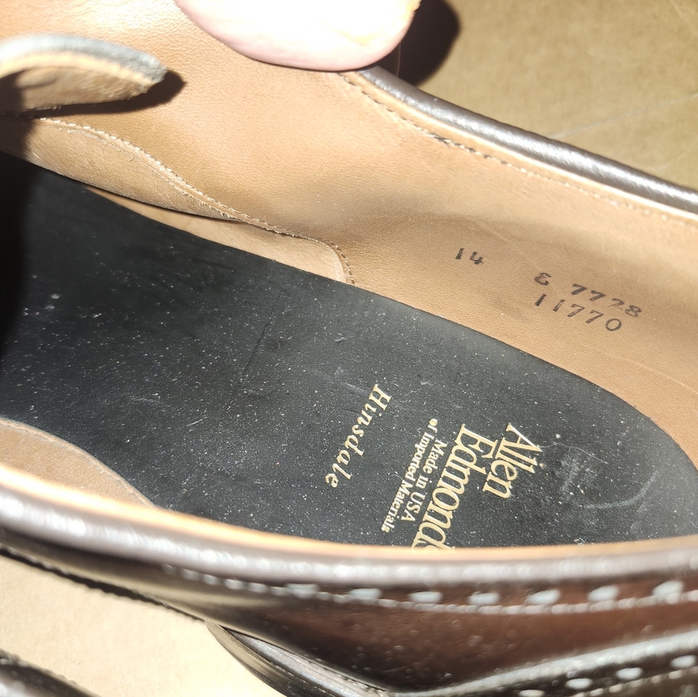 Allen edmonds 14d wingtip hilsdale no crease in vamp almost new - Picture 6 of 10
